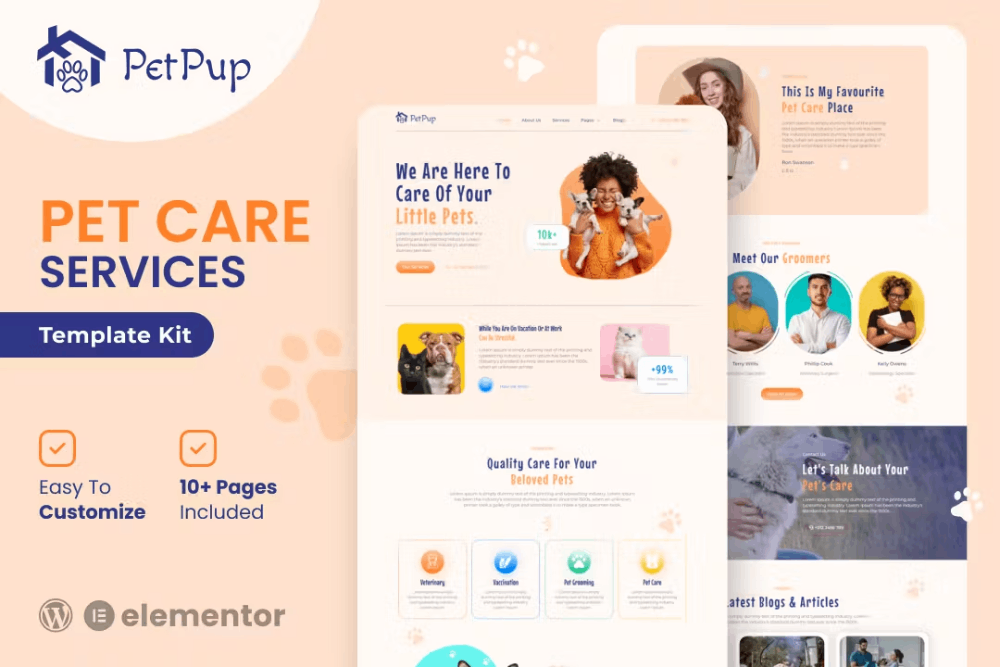 Petpup – Pet Care Services Elementor Template Kit