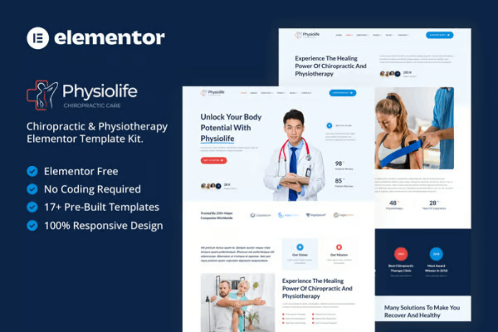 Physiolife – Chiropractic & Physiotherapy Elementor Template Kit