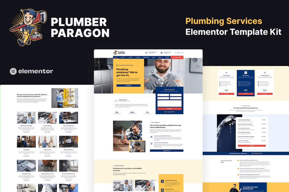 Plumber Paragon – Plumbing Services Elementor Pro Template Kit