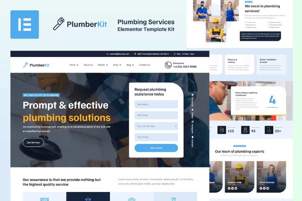 Plumberkit – Plumbing Services Elementor Template Kit