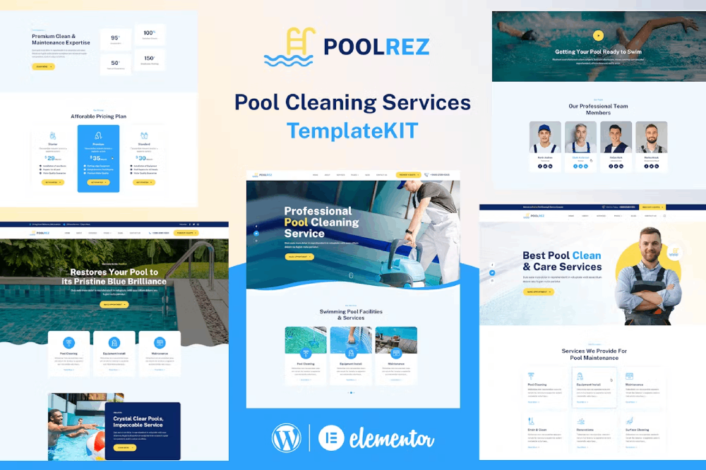 Poolrez – Pool Cleaning Services Elementor Template Kit