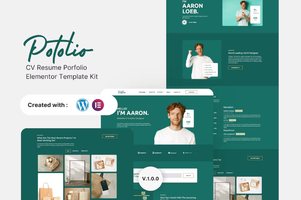 Potolio – Cv Resume Portfolio Elementor Template Kit Potolio – Cv Resume Portfolio Elementor Template Kit