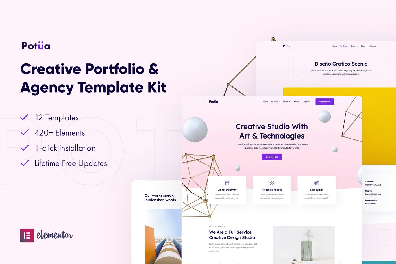 Potua – Creative Portfolio & Agency Elementor Template Kit