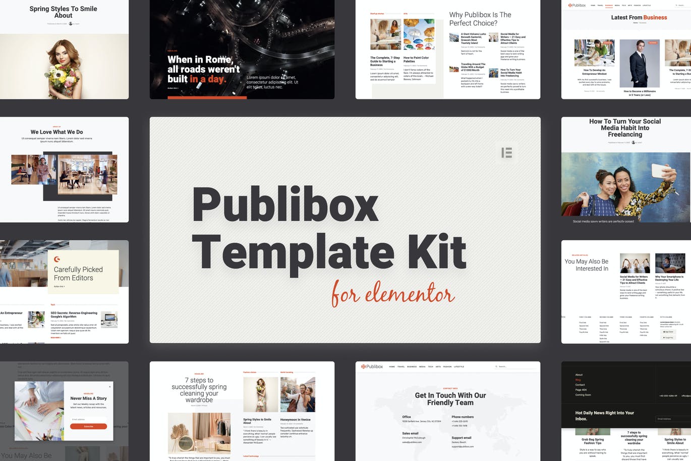 Publibox – Blog, News & Magazine Elementor Template Kit