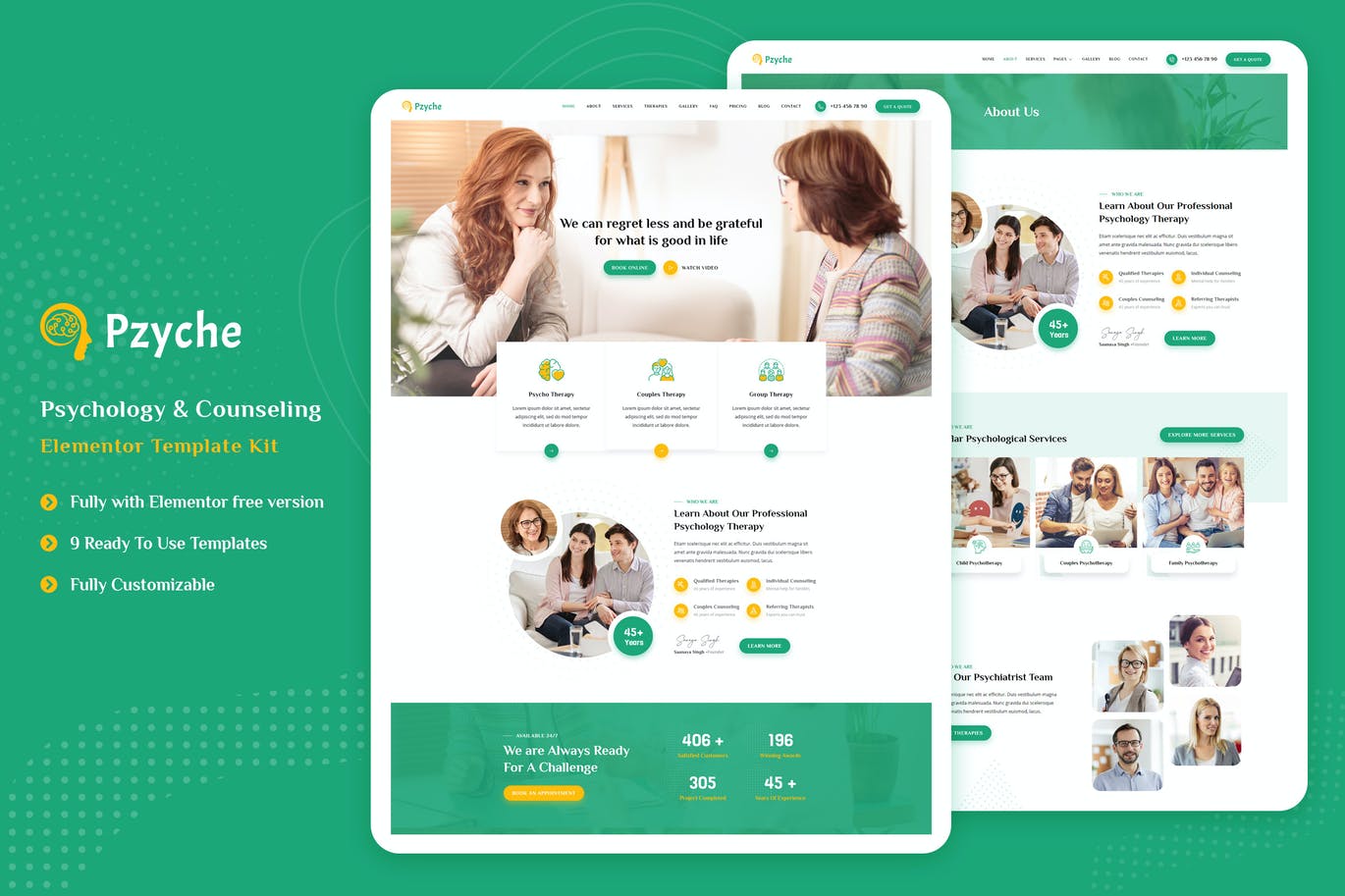 Pzyche – Psychology & Counseling Elementor Template Kit