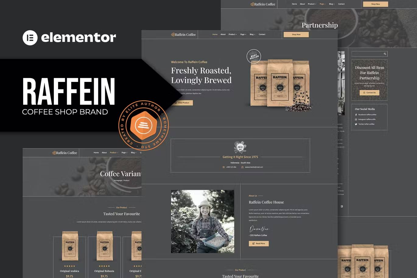 Raffein – Coffee Shop Brand Elementor Template Kit