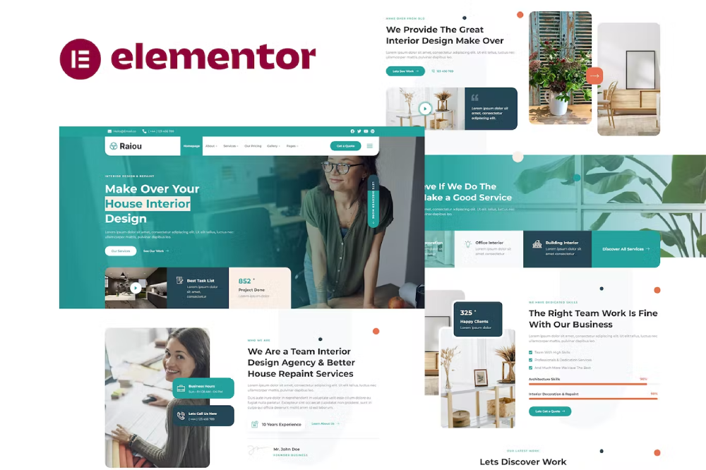 Raiou – Home Interior Design Elementor Template Kit