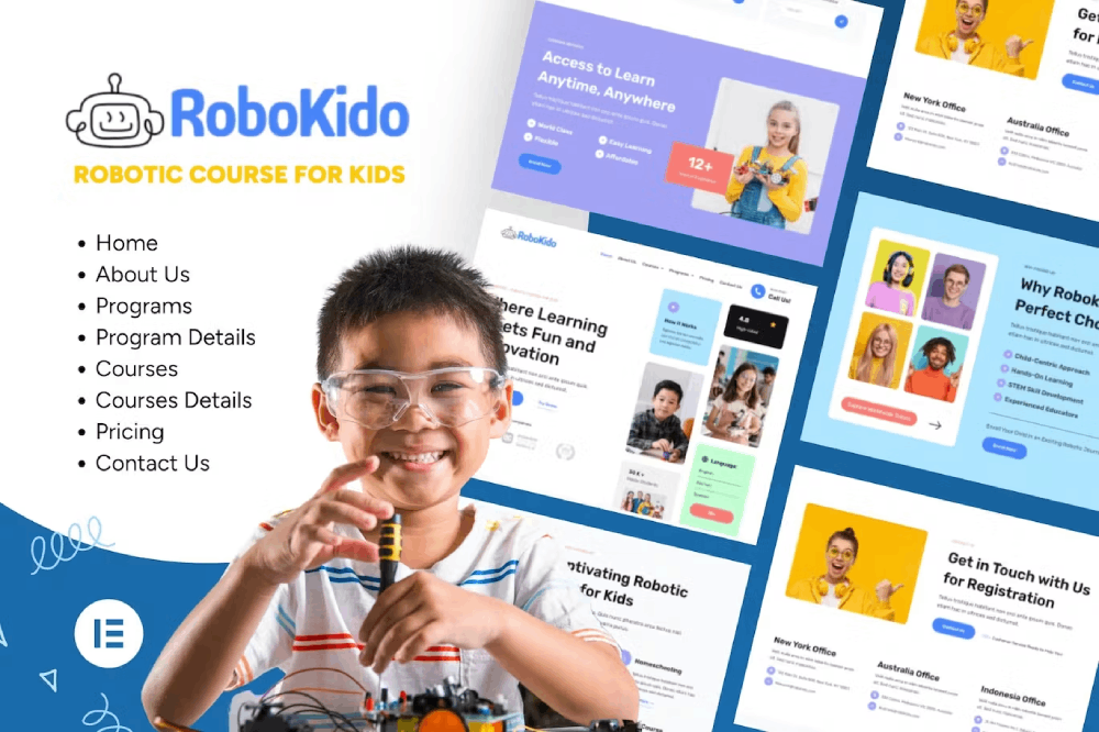 Robokido – Online Learning Courses For Kids Elementor Template Kit