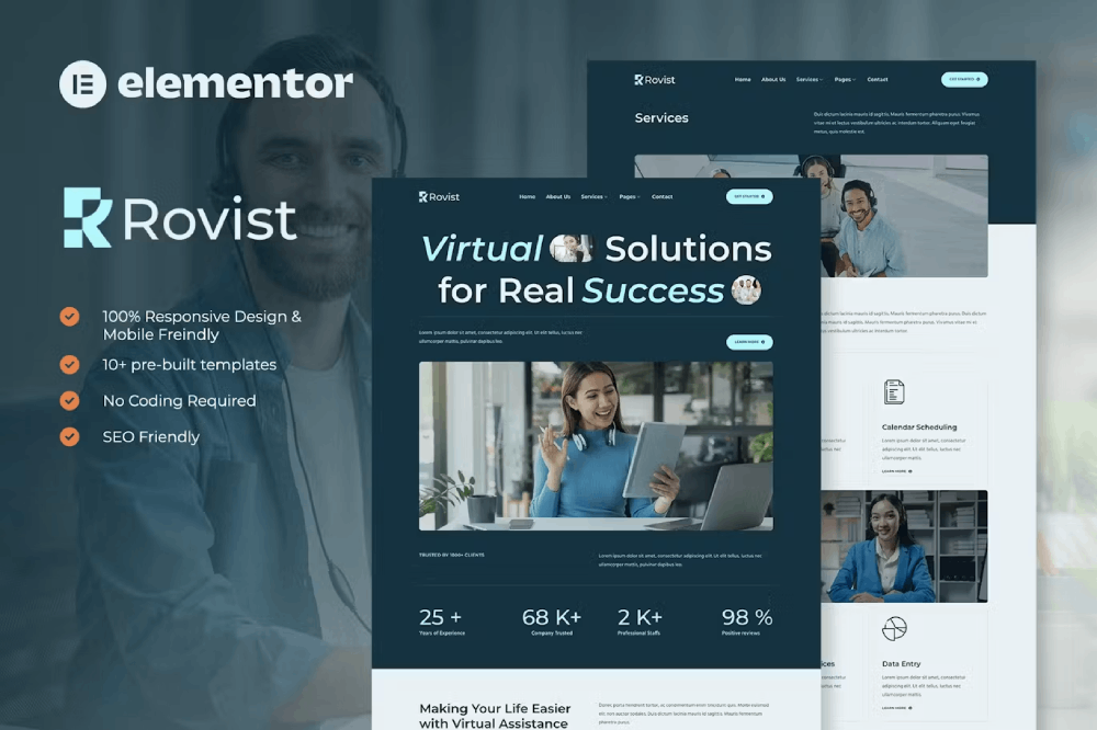 Rovist – Virtual Assistant Service Elementor Template Kit