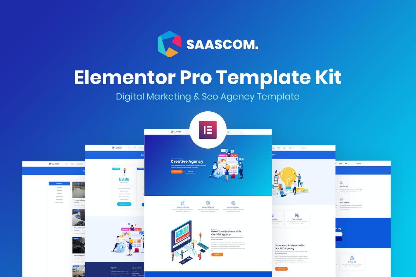 Saascom – Digital Marketing & Seo Agency Template Kit