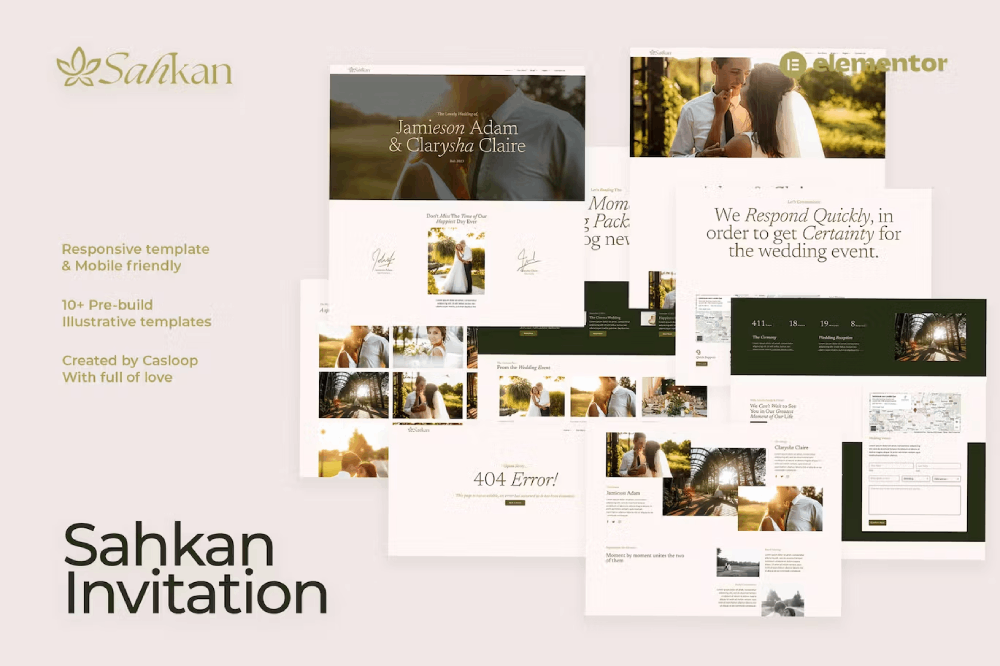 Sahkan – Wedding Invitation & Gallery Elementor Template Kit