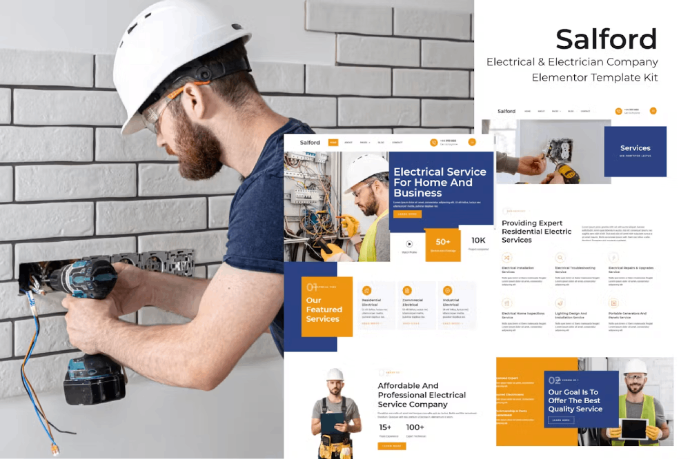 Salford – Electrical & Electrician Service Company Elementor Pro Template Kit