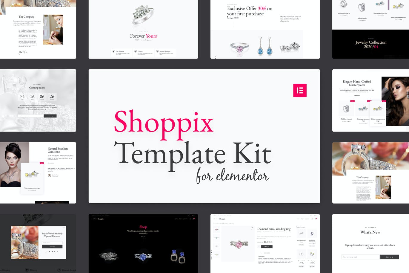 Shoppix – Luxury & Jewellery Shop Elementor Template Kit