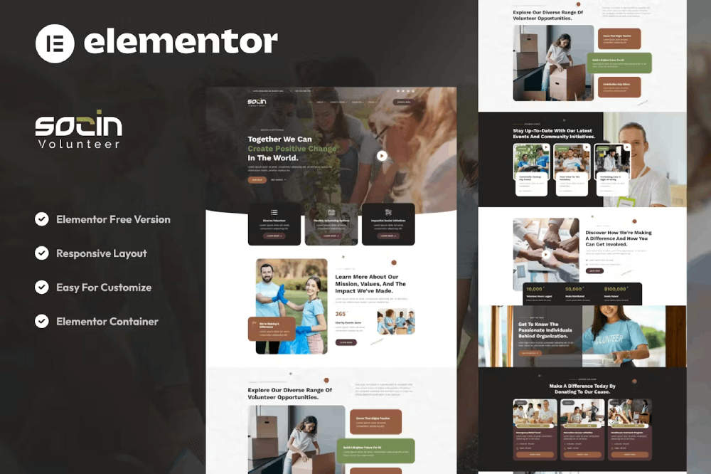 Socin – Volunteer & Charity Elementor Template Kit