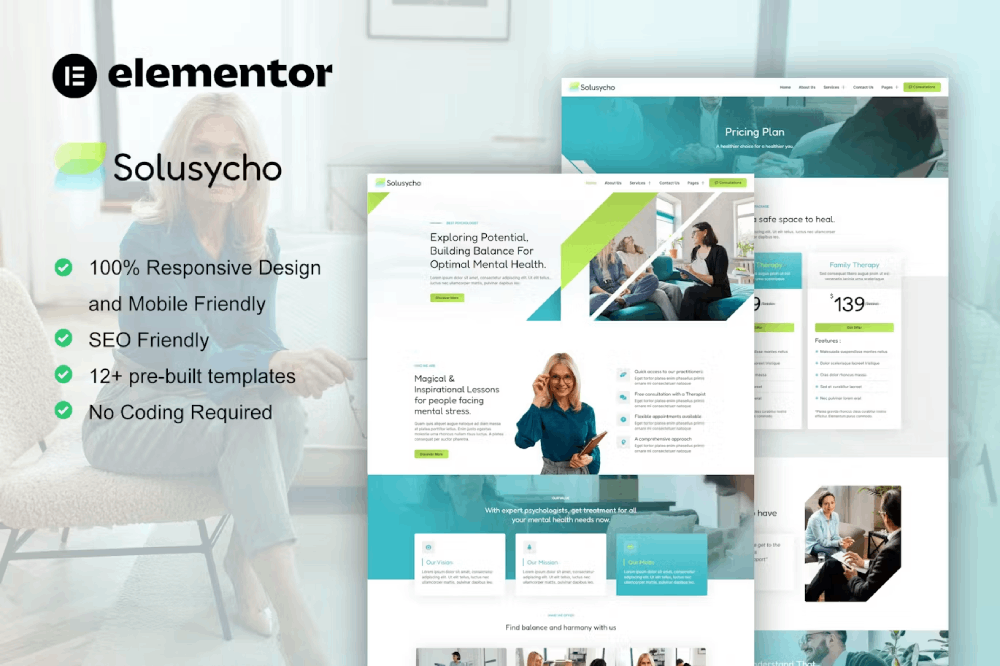 Solusycho – Psychology & Mental Health Elementor Template Kit