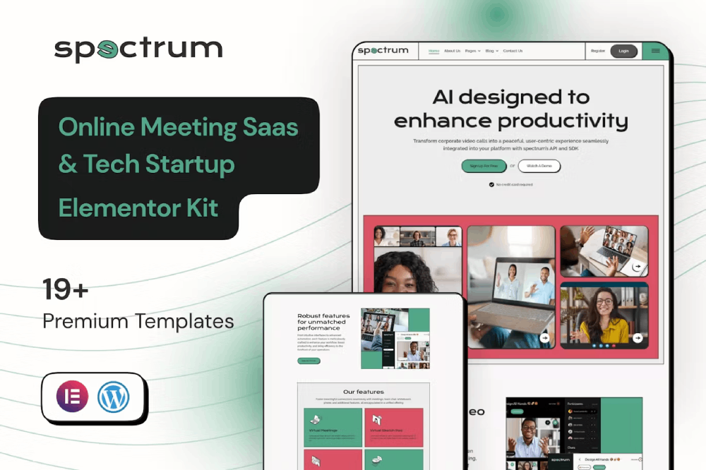 Spectrum – Online Meeting Saas Elementor Pro Template Kit