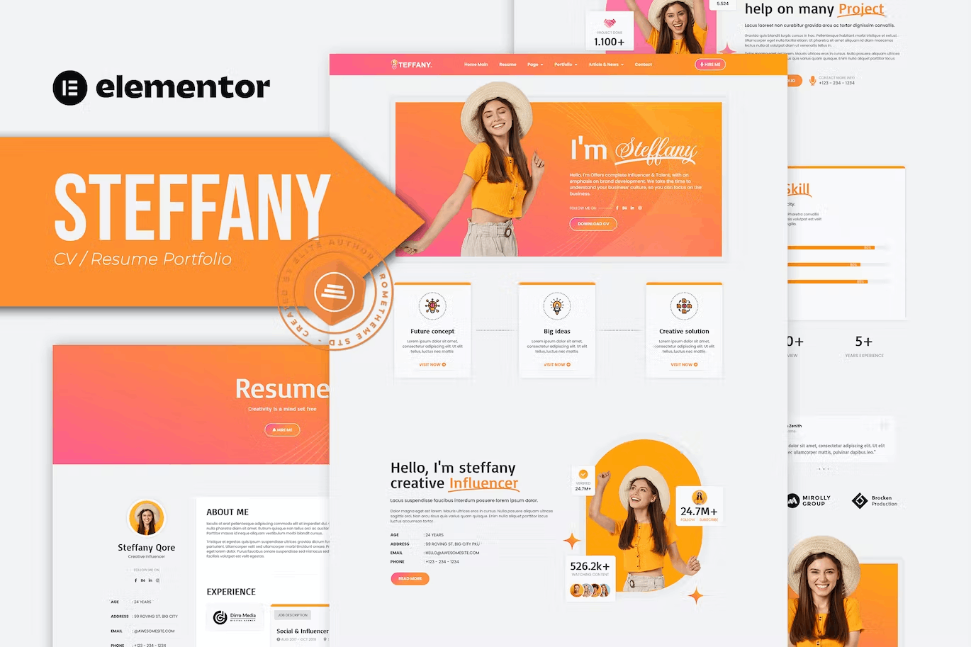 Steffany – Cv Resume Elementor Pro Template Kit