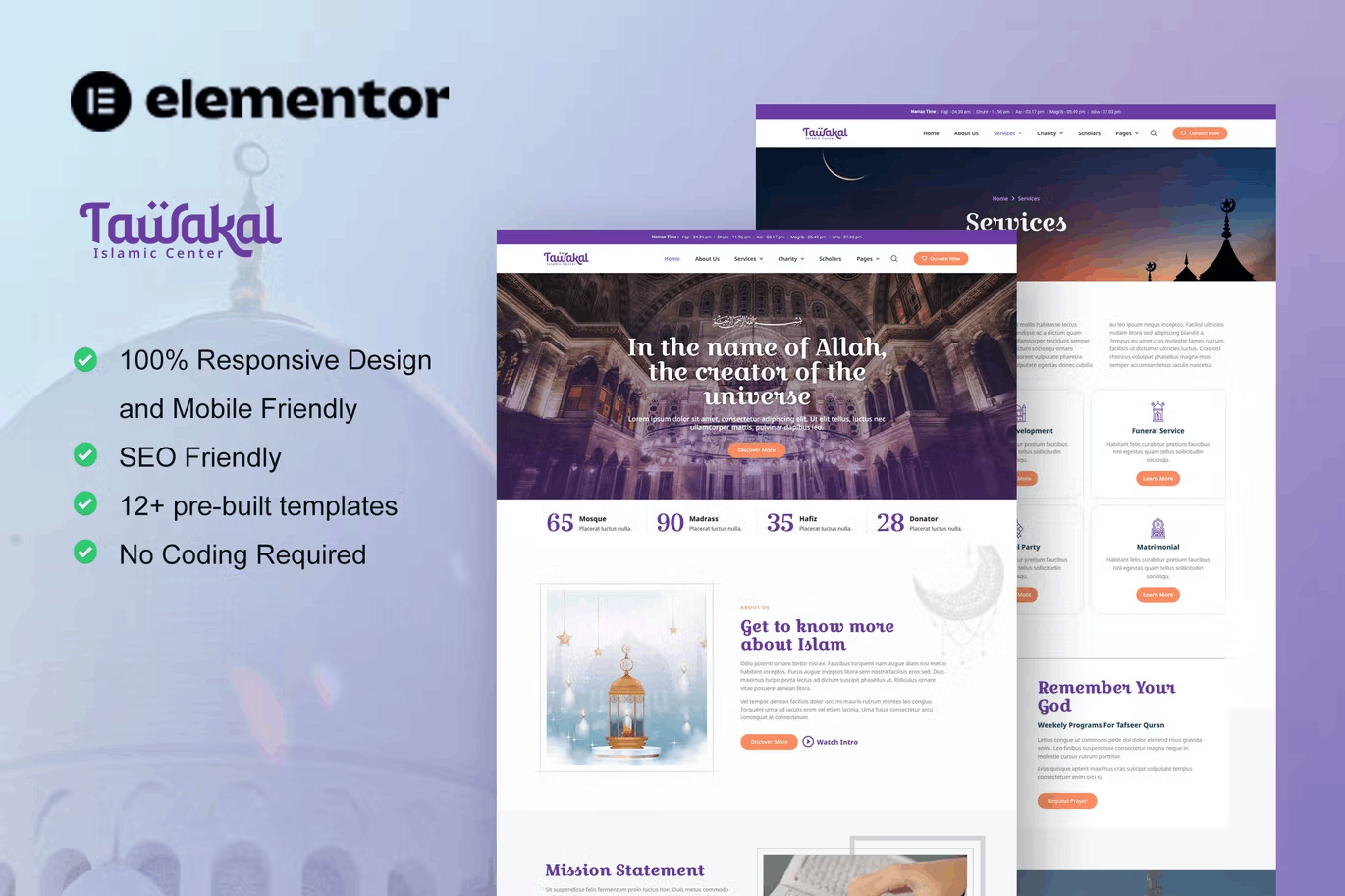 Tawakal – Mosque & Islamic Center Elementor Template Kit