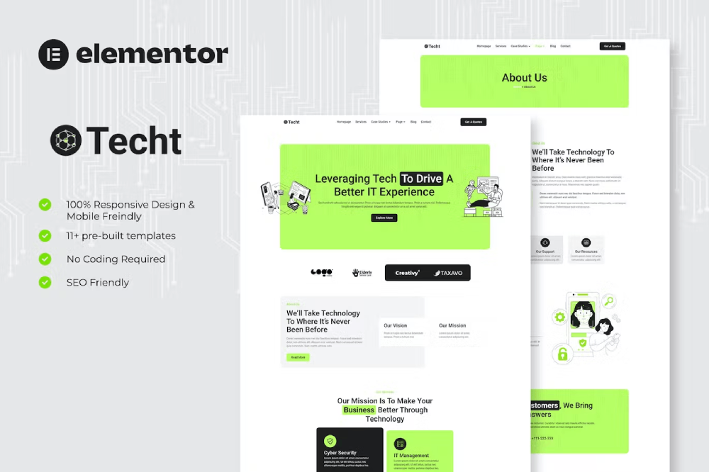 Techt – It Solutions & Services Company Elementor Template Kit