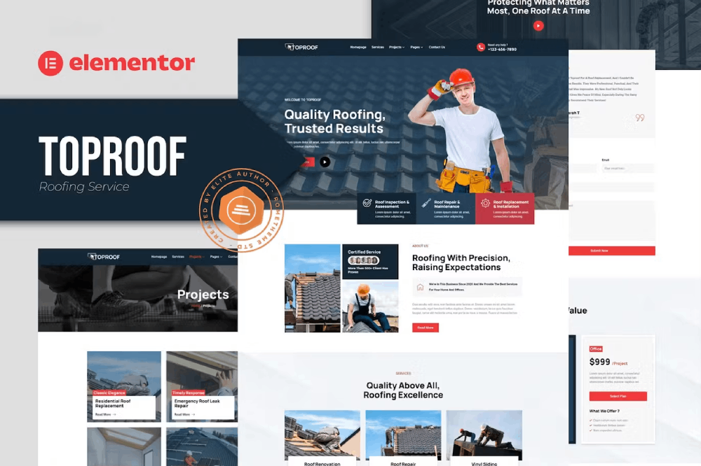 Toproof – Roofing Service Elementor Template Kit Toproof – Roofing Service Elementor Template Kit