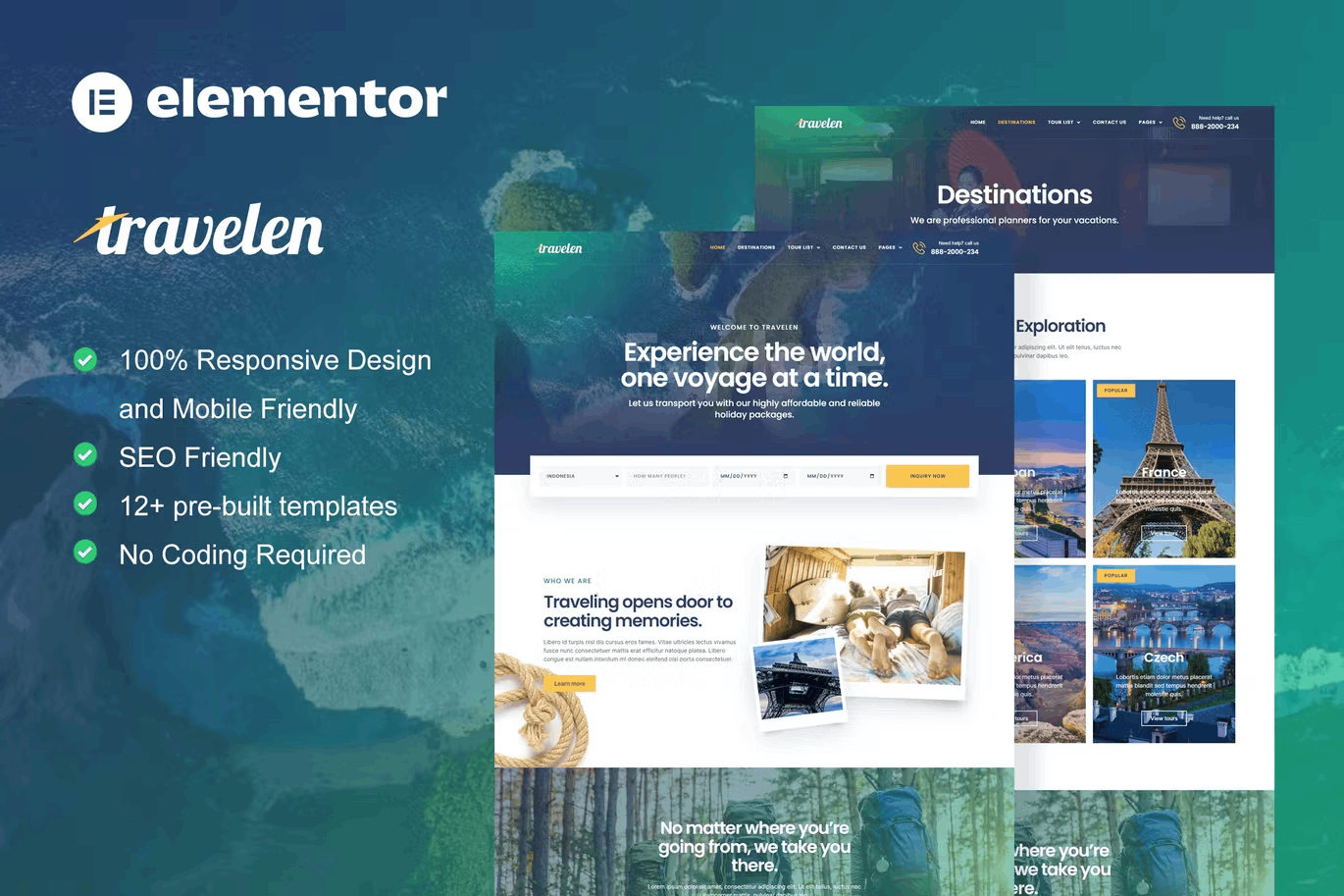 Travelen – Travel & Tour Agency Elementor Template Kit
