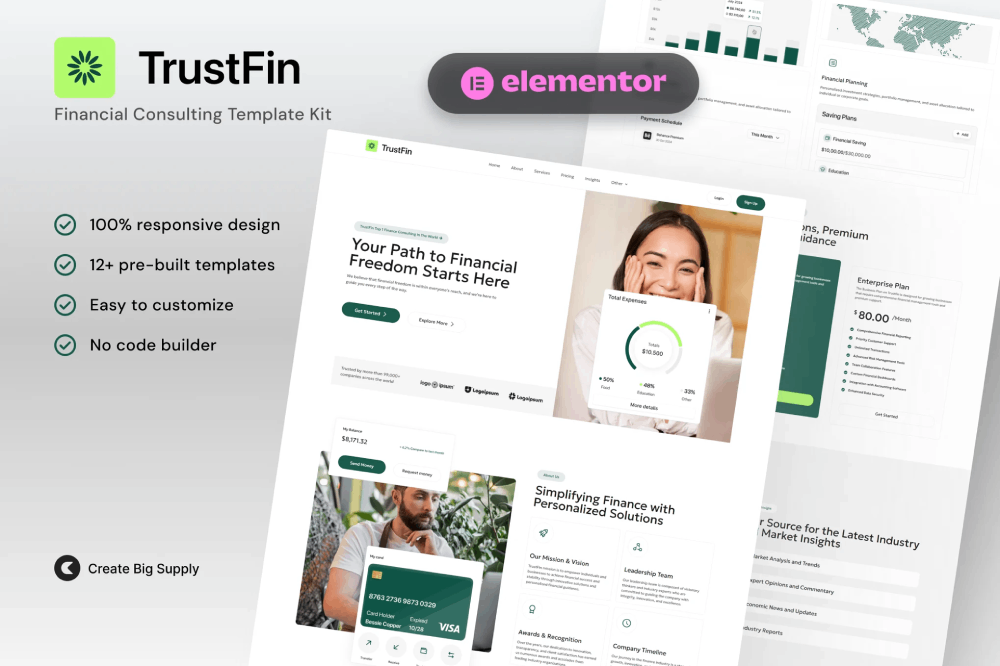 Trustfin – Financial Consulting Elementor Template Kit