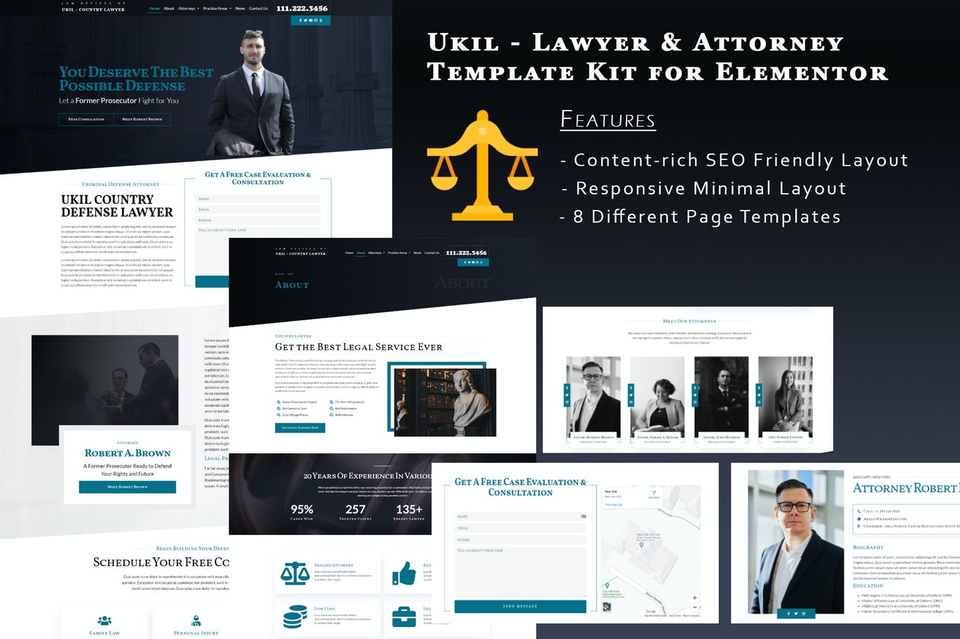 Ukila – Lawyer & Attorney Template Kit For Elementor