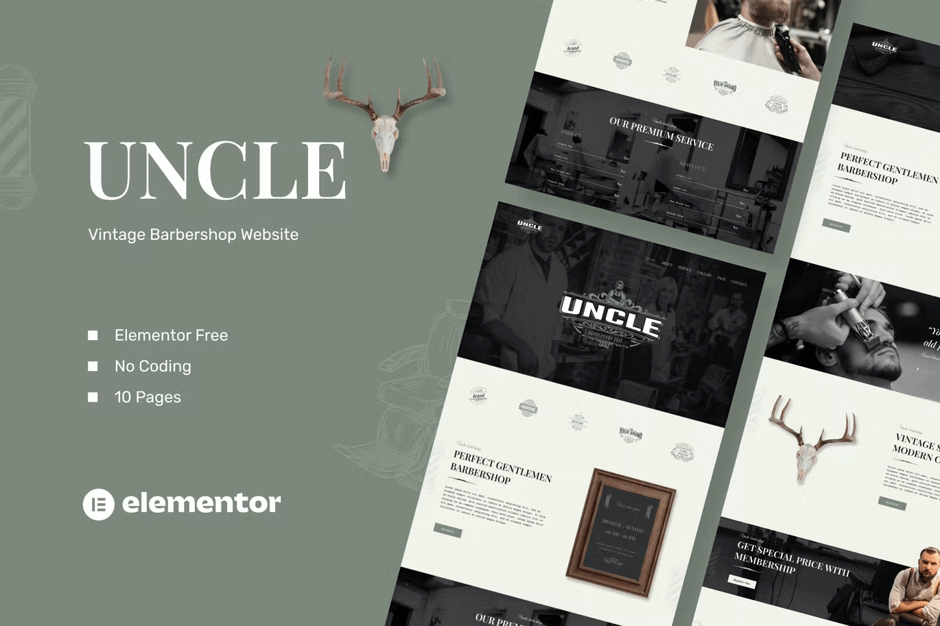 Uncle – Barbershop Elementor Template Kit