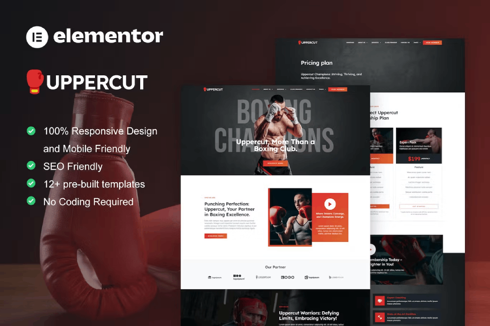 Uppercut – Boxing School & Martial Arts Elementor Pro Template Kit