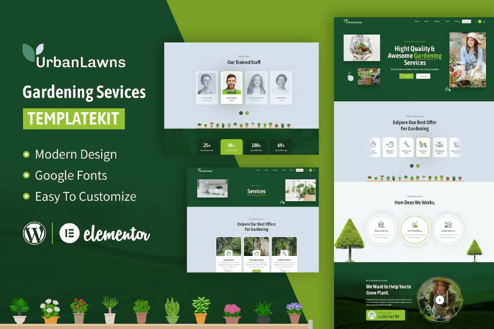 Urban Lawns – Gardening Elementor Template Kit