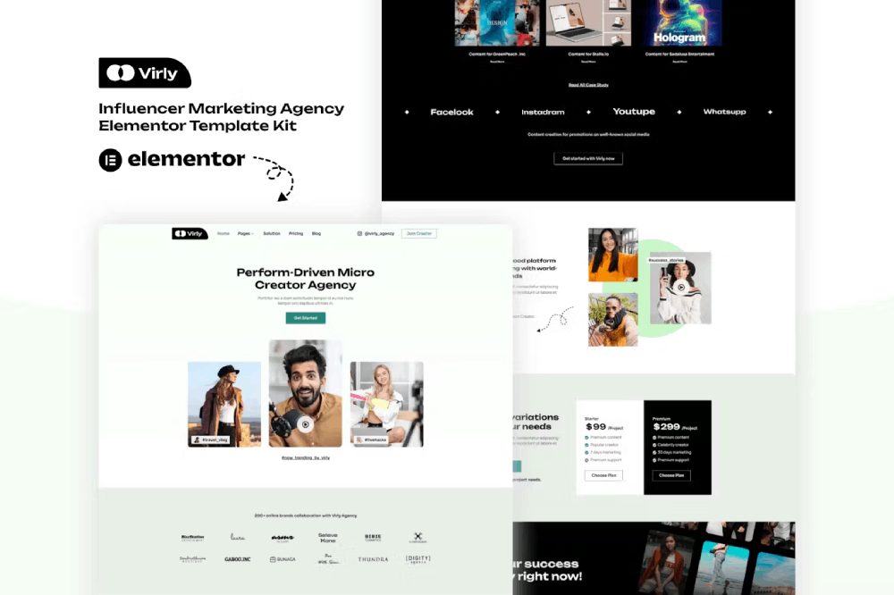 Virly – Influencer Marketing Agency Elementor Template Kit