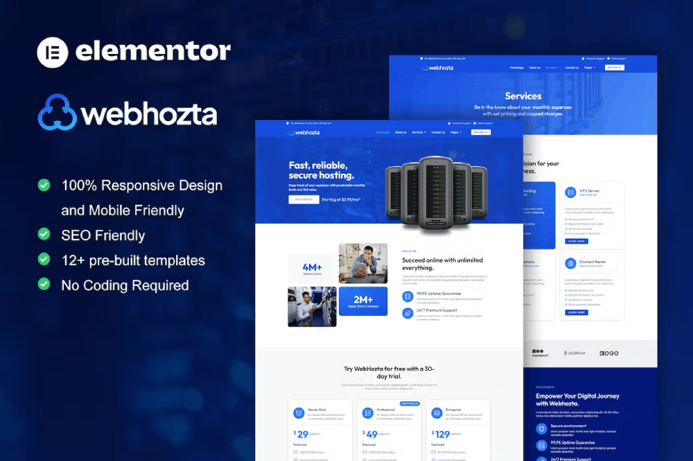 Webhozta – Hosting Service Elementor Template Kit