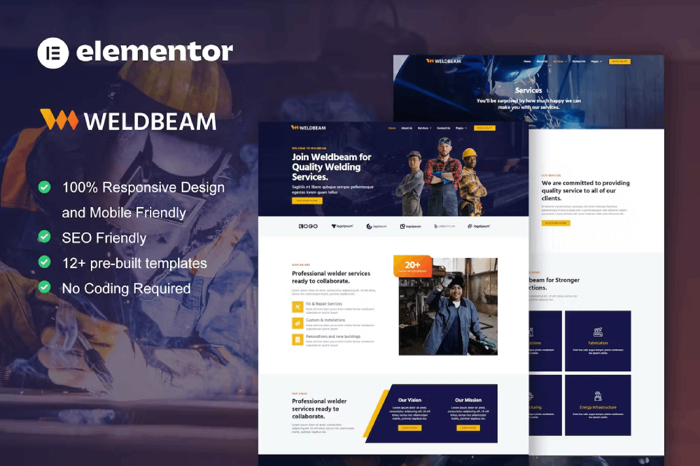 Weldbeam – Welding Services & Industrial Elementor Template Kit Weldbeam – Welding Services & Industrial Elementor Template Kit