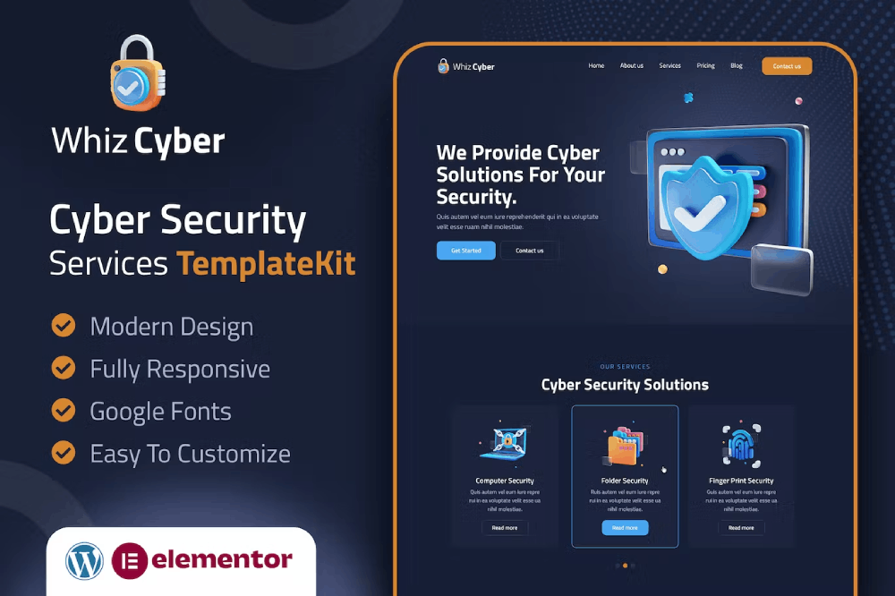 Whizcyber – Cyber Security Elementor Template Kit