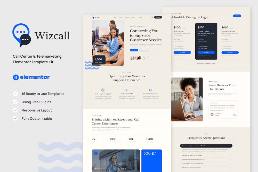 Wizcall – Call Center & Telemarketing Elementor Template Kit Wizcall – Call Center & Telemarketing Elementor Template Kit