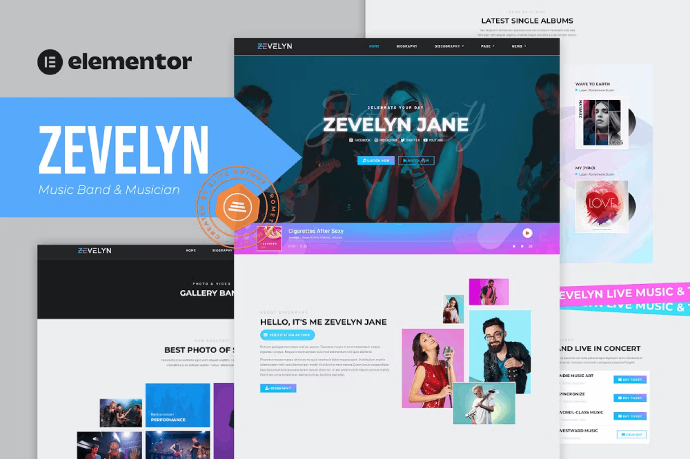Zevelyn – Music Band & Musician Elementor Tempate Kit Zevelyn – Music Band & Musician Elementor Tempate Kit