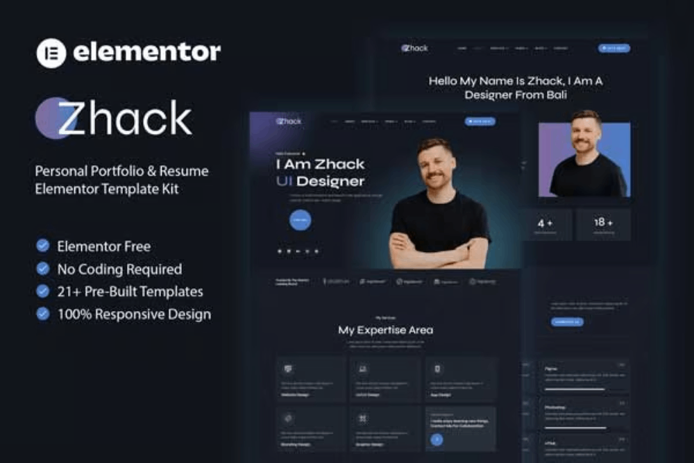 Zhack – Personal Portfolio & Resume Elementor Template Kit