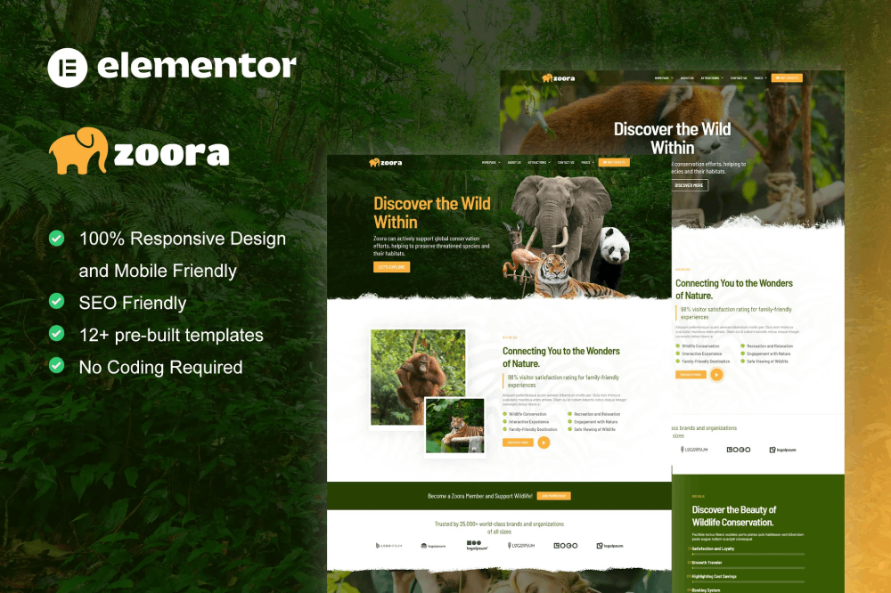 Zoora – Safari & Zoo Elementor Pro Template Kit