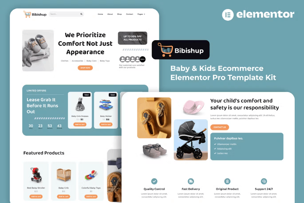 Bibishup – Baby & Kids Ecommerce Elementor Pro Template Kit