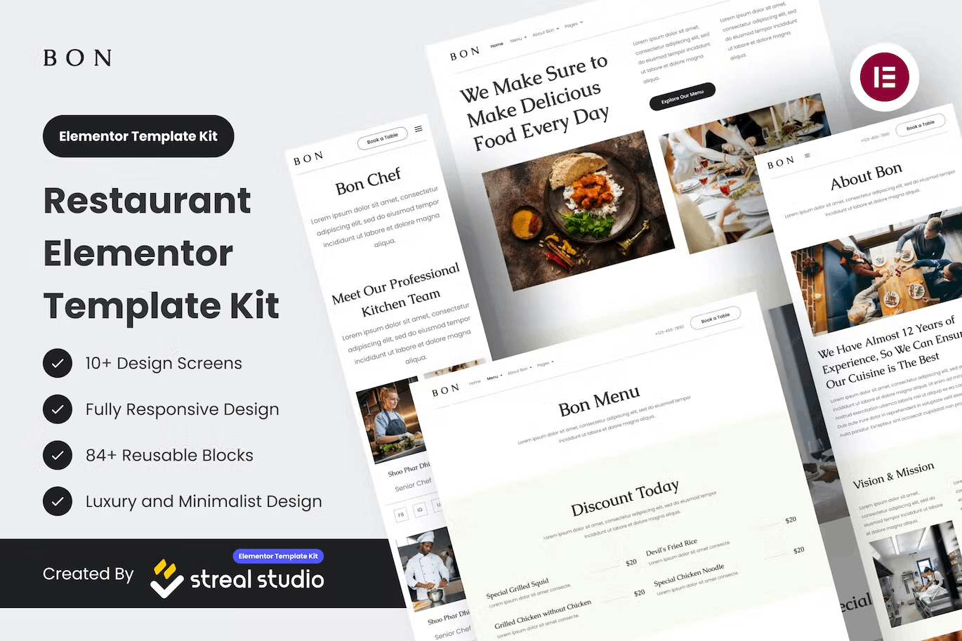 Bon – Restaurant Elementor Template Kit