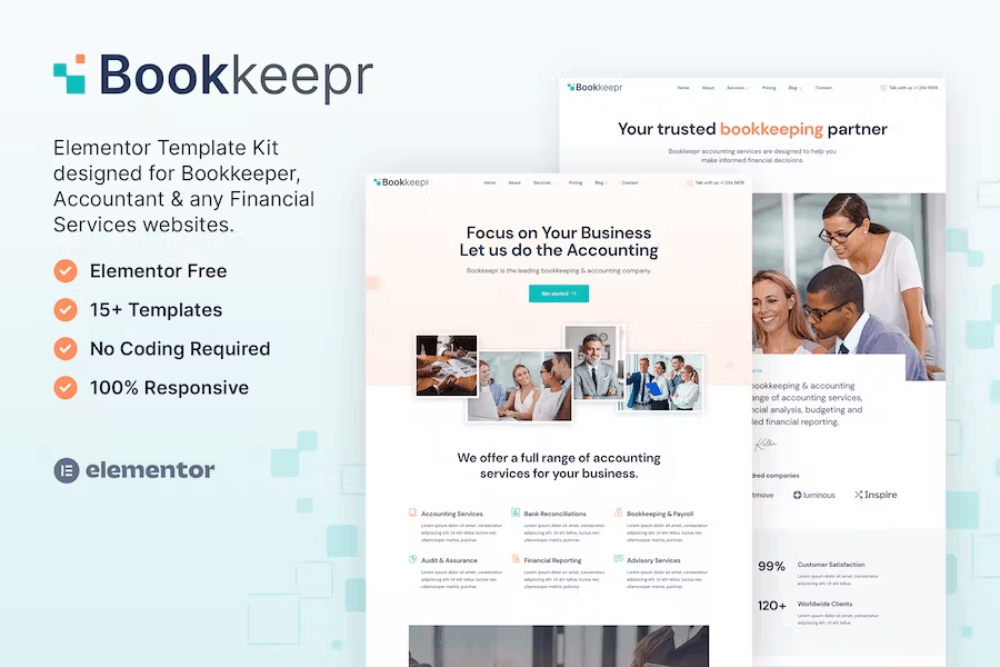 Bookkeepr – Bookkeeping & Accounting Service Elementor Template Kit