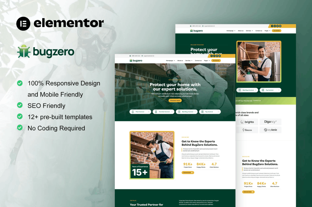 Bugzero – Pest Control Service Elementor Pro Template Kit