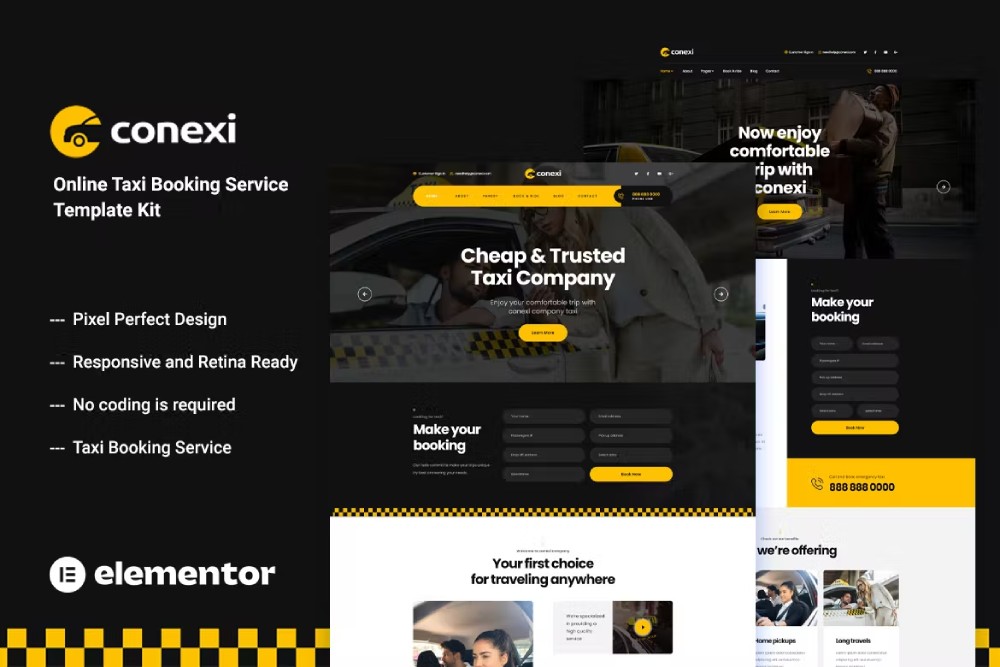 Conexi – Online Taxi Booking Service Template Kit