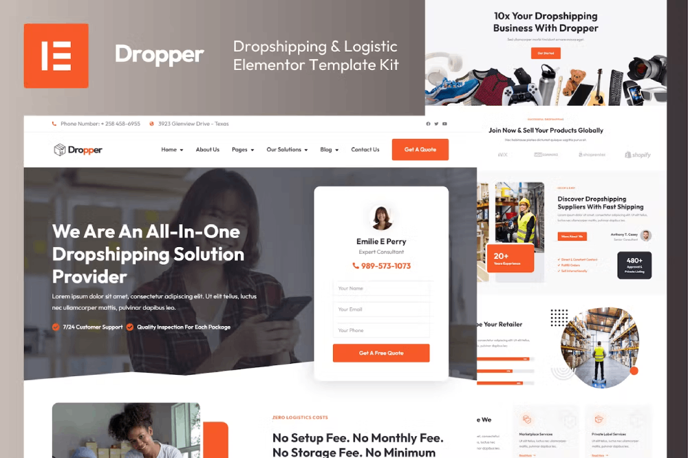 Dropper – Dropshipping & Logistic Elementor Template Kit