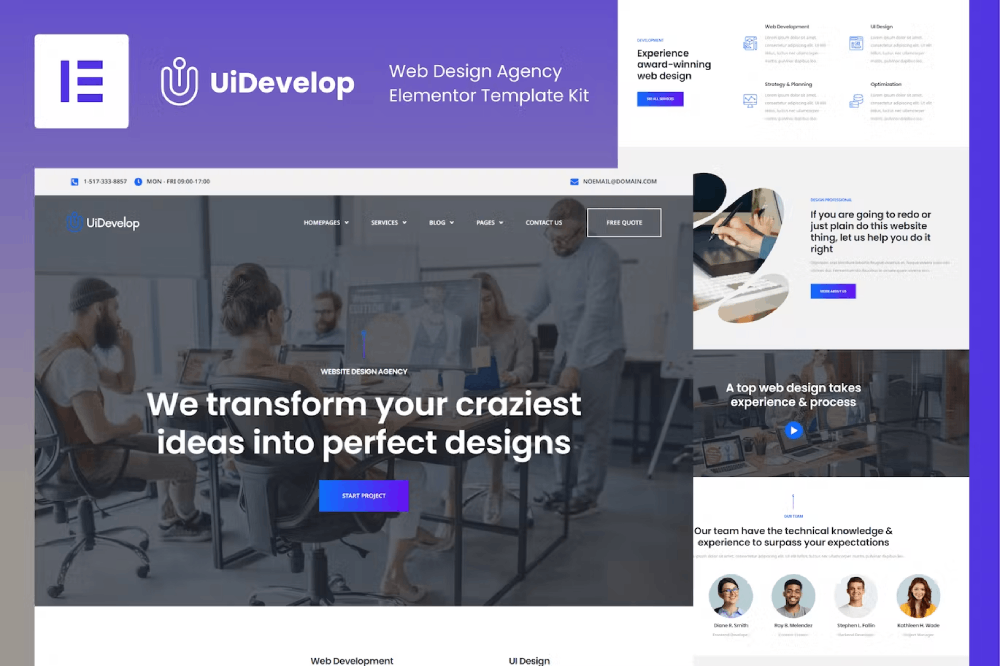 Uidevelop – Web Design Agency Elementor Template Kit