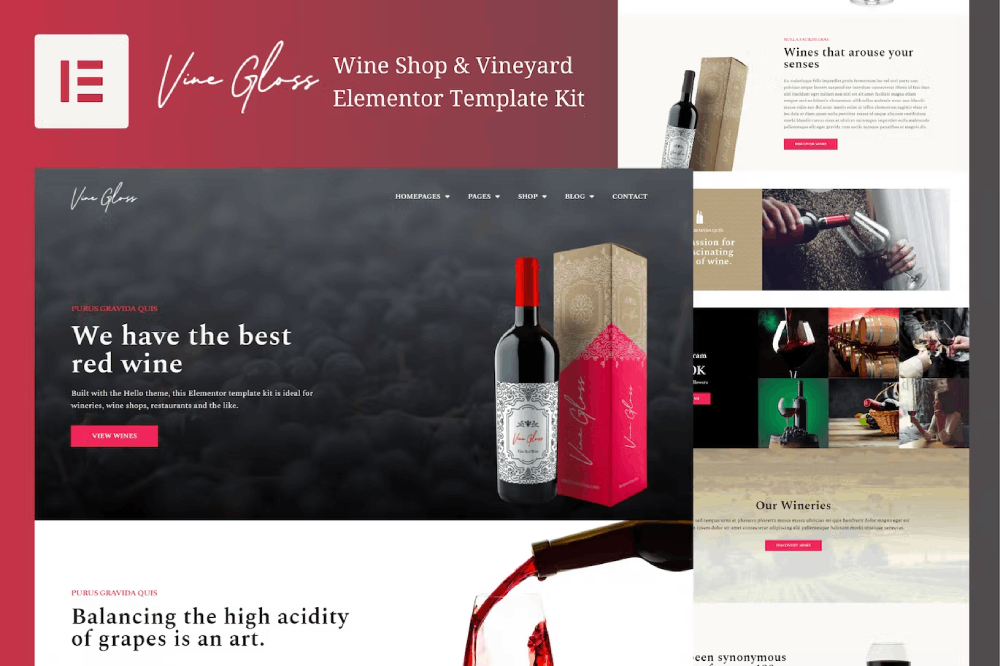 Vine Gloss – Wine Shop & Vineyard Elementor Template Kit Vine Gloss – Wine Shop & Vineyard Elementor Template Kit