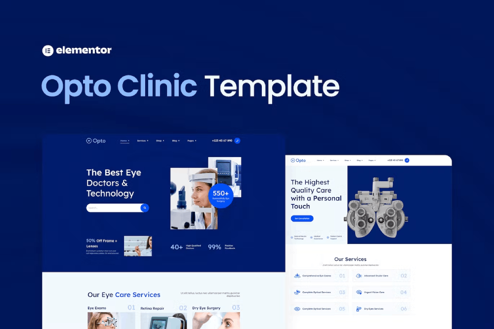 Opto – Eye Care Center Elementor Pro Template Kit Opto – Eye Care Center Elementor Pro Template Kit