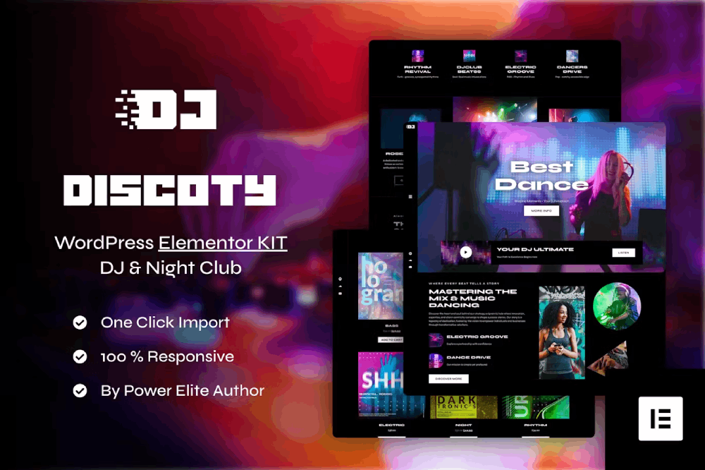 Discoty – Dj & Night Club Elementor Pro Template Kit
