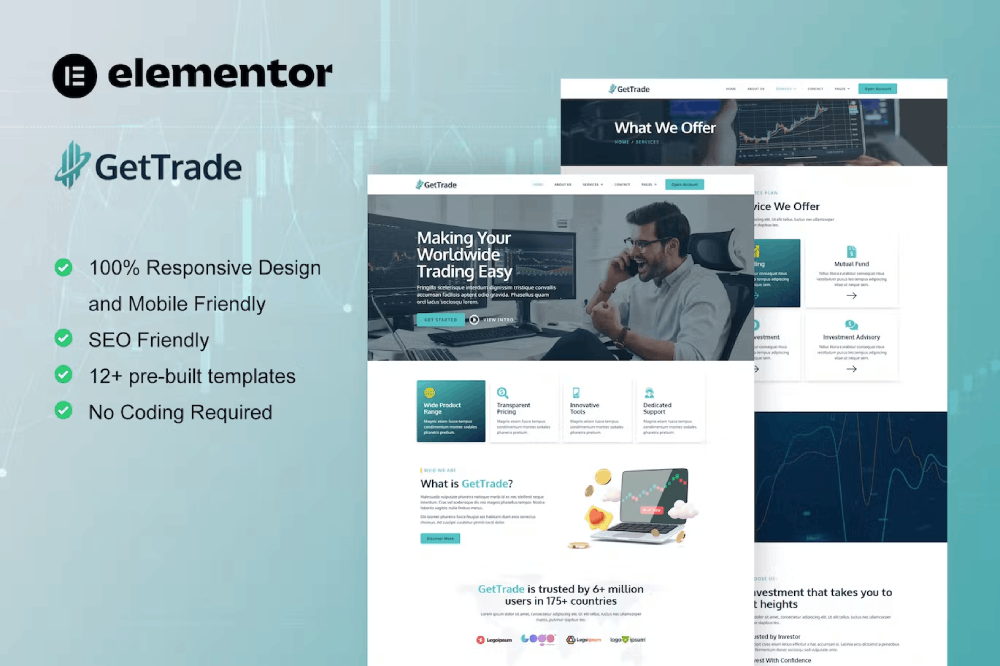 Gettrade – Trading & Investment Elementor Template Kit