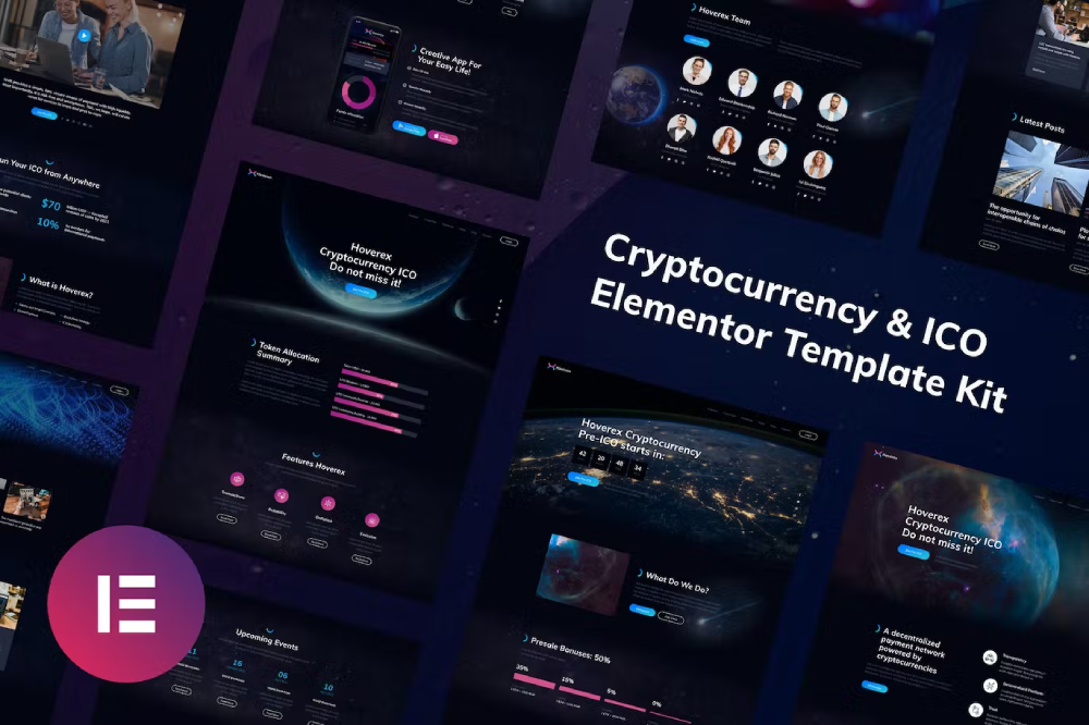 Hoverex – Cryptocurrency & Ico Elementor Template Kit
